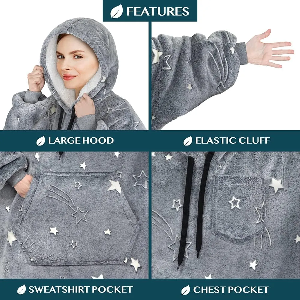 PAVILIA Blanket Hoodie for Women, Sherpa Wearable Blanket Men, Cozy Oversized Sweatshirt Blanket, Hooded Blanket Sweater