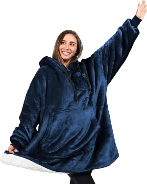 PAVILIA Blanket Hoodie for Women, Sherpa Wearable Blanket Men, Cozy Oversized Sweatshirt Blanket, Hooded Blanket Sweater