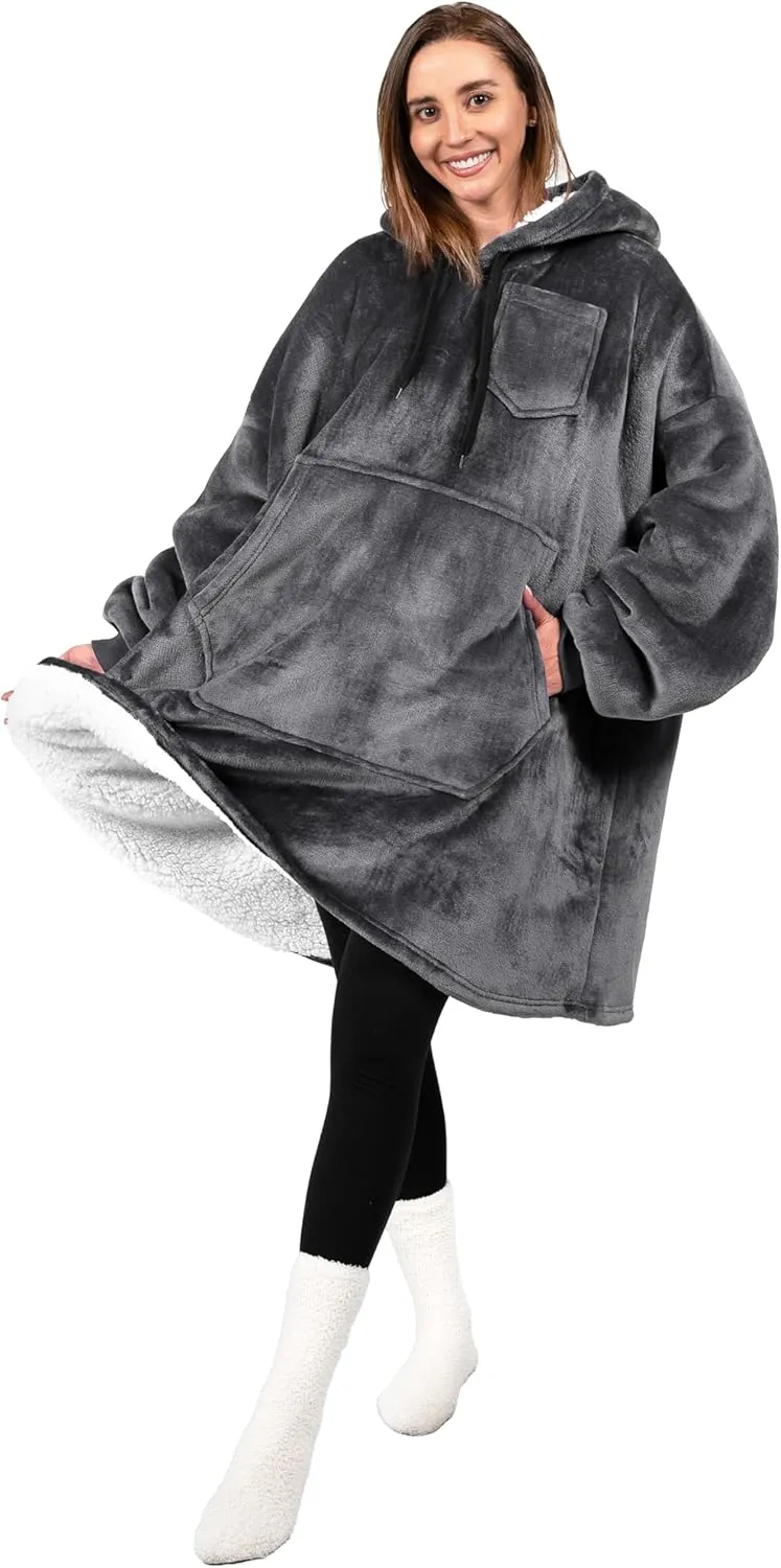 PAVILIA Blanket Hoodie for Women, Sherpa Wearable Blanket Men, Cozy Oversized Sweatshirt Blanket, Hooded Blanket Sweater