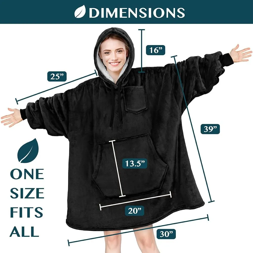 PAVILIA Blanket Hoodie for Women, Sherpa Wearable Blanket Men, Cozy Oversized Sweatshirt Blanket, Hooded Blanket Sweater