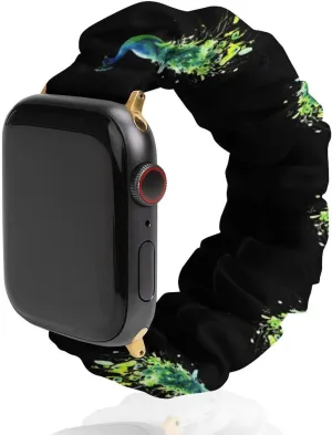 Peacock Watercolor Fashion Watch Strap Scrunchies Wristbands Compatible With IWatch Series