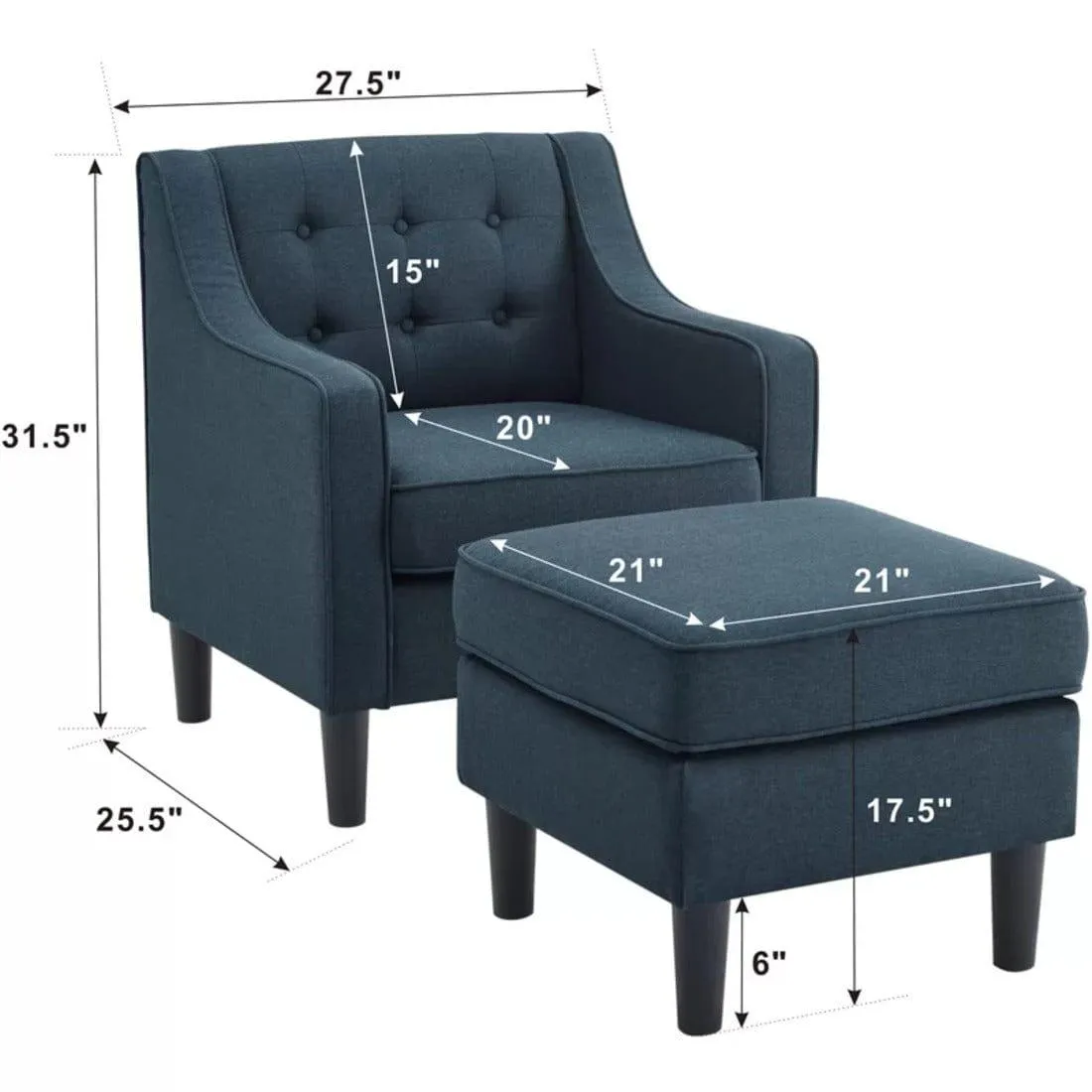 Pearson accent chair with ottoman