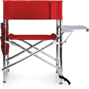 Personalized Embroidered Sports Director Chair with Side Table and Storage Pockets by Picnic Time - Red