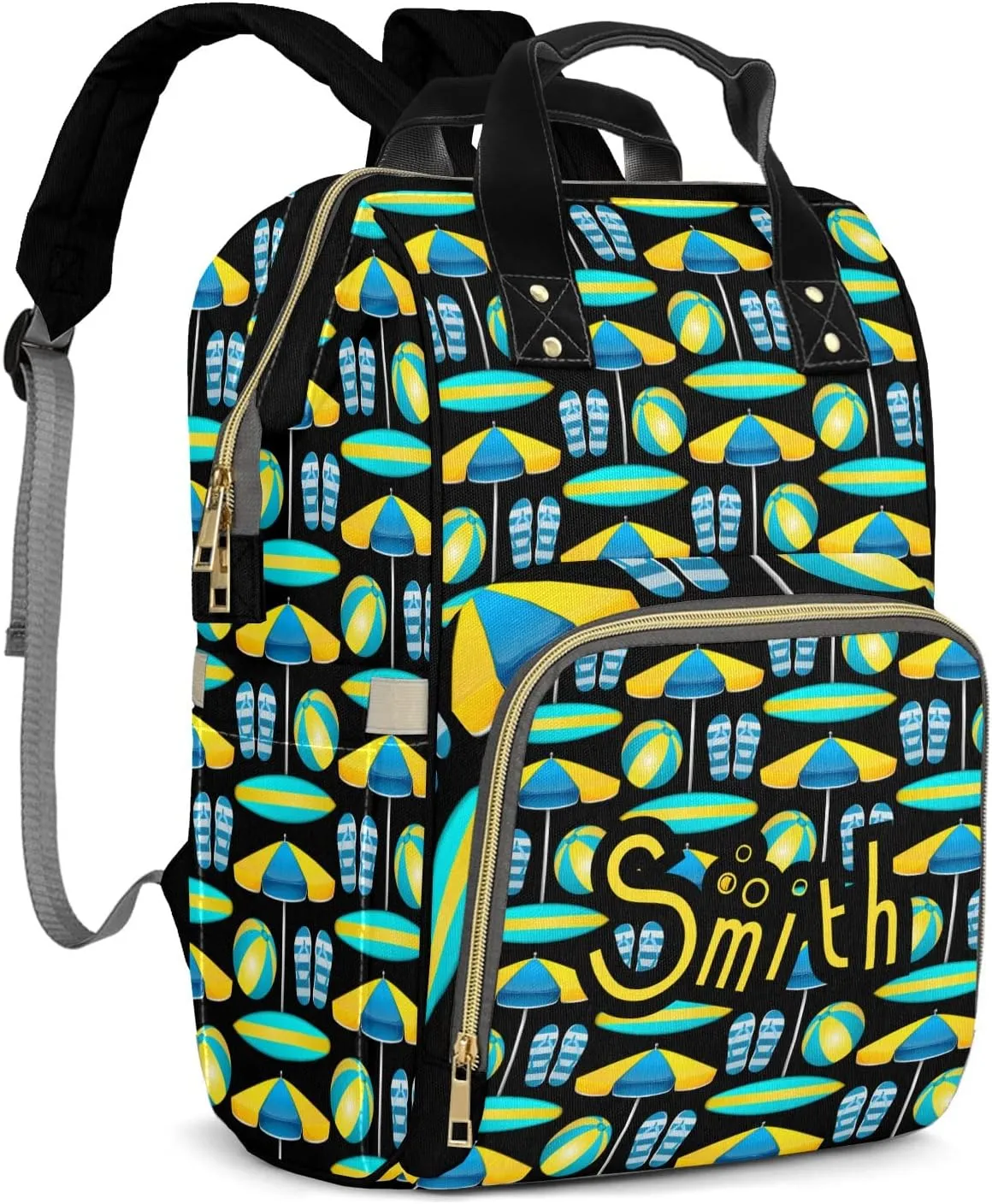 Personalized Flip Flops Beach Volleyball Surf Diaper Bags Backpack with Name Mummy Nursing Bags Gifts for Mom Dad