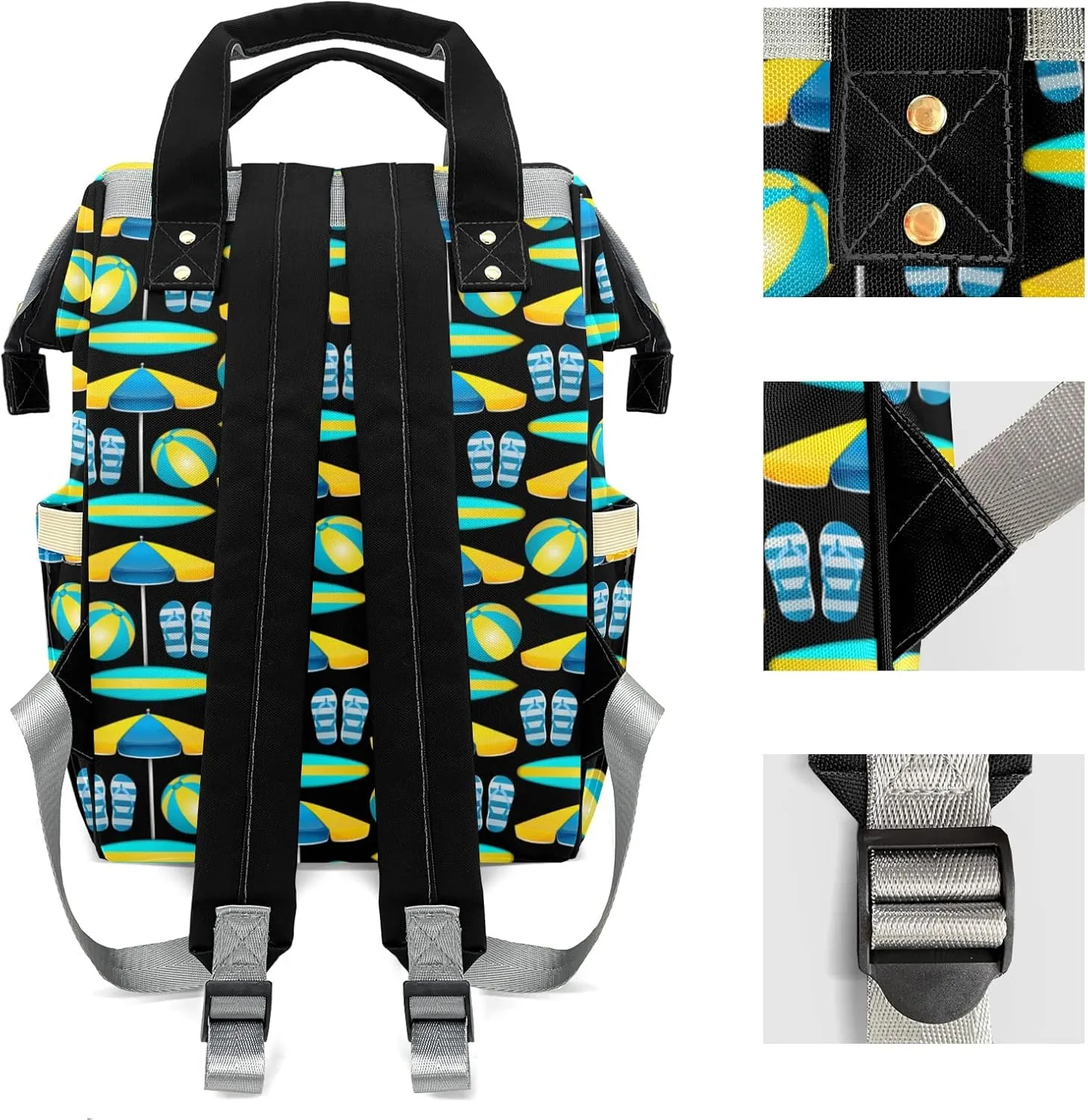 Personalized Flip Flops Beach Volleyball Surf Diaper Bags Backpack with Name Mummy Nursing Bags Gifts for Mom Dad