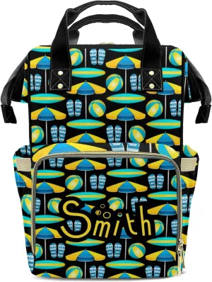 Personalized Flip Flops Beach Volleyball Surf Diaper Bags Backpack with Name Mummy Nursing Bags Gifts for Mom Dad