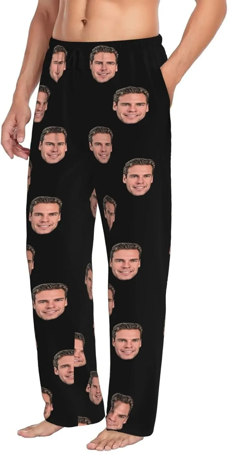 Personalized Men's Pajama Pants Custom Mens Pajama Bottoms Personalized Pajama Pants for Men with Photo Face Text