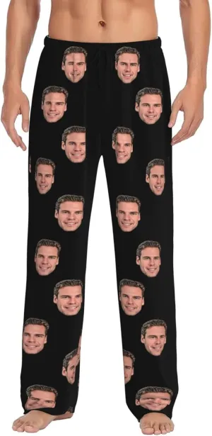 Personalized Men's Pajama Pants Custom Mens Pajama Bottoms Personalized Pajama Pants for Men with Photo Face Text