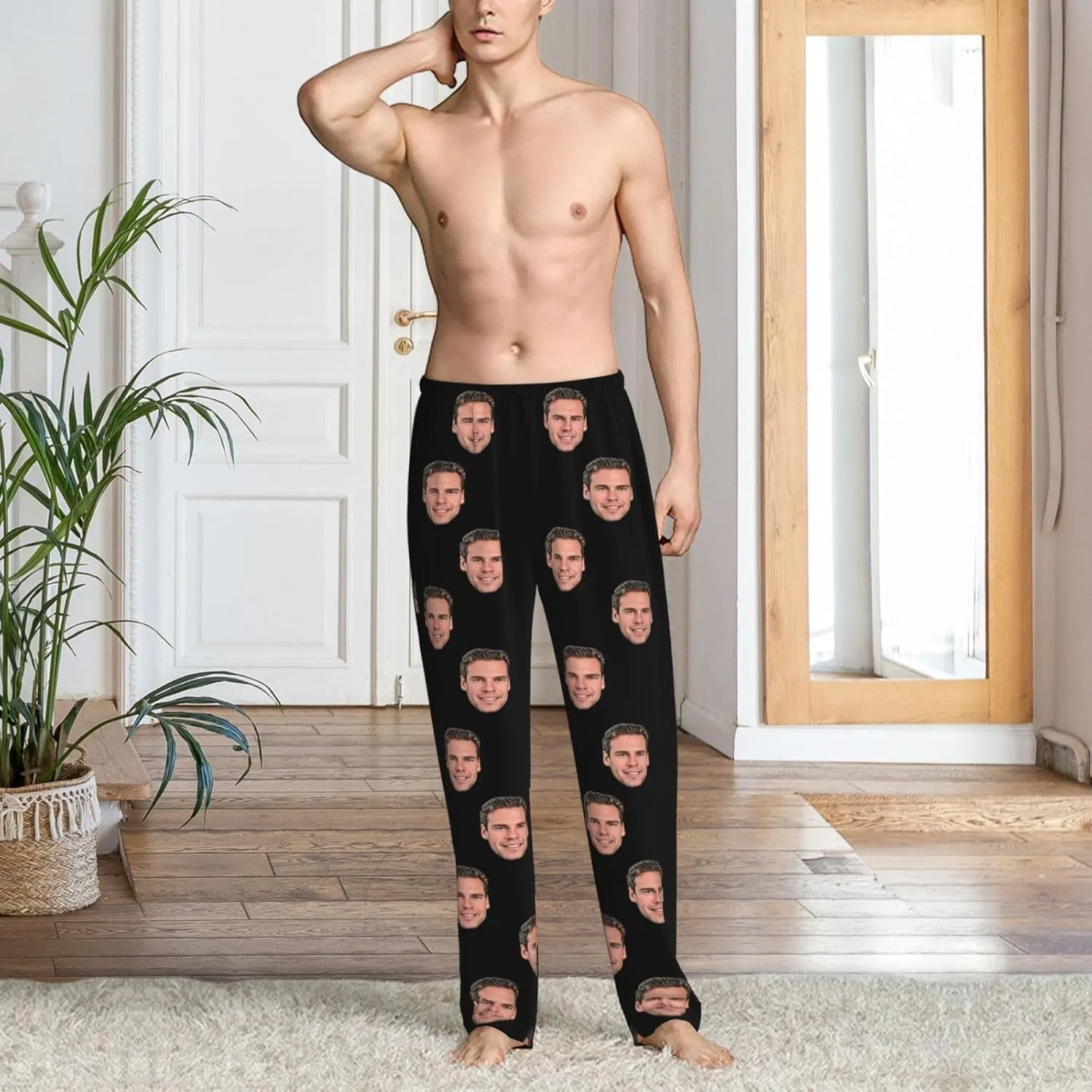 Personalized Men's Pajama Pants Custom Mens Pajama Bottoms Personalized Pajama Pants for Men with Photo Face Text