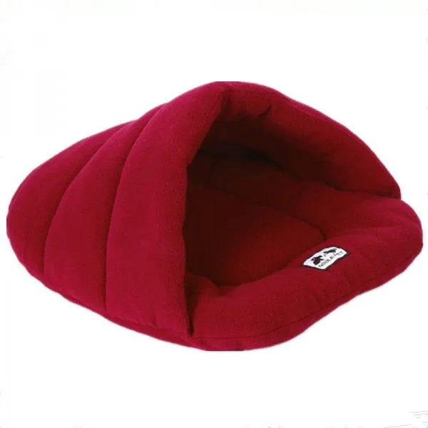 Pet Cat Dog Sleeping Bag Cushion Warm Comfortable Size M Wine Red