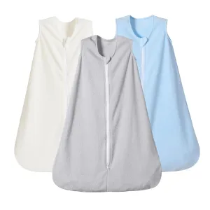 PHF 3 Pack Warm Micro-Fleece Baby Sleep Sack 12-18 Months, Soft Baby Wearable Blanket, 2-Way Zipper Sleeping Bags, Comfy Sleeping Sack for Infant Newborn Boys, Large Size, Snow White&Grey&Blue