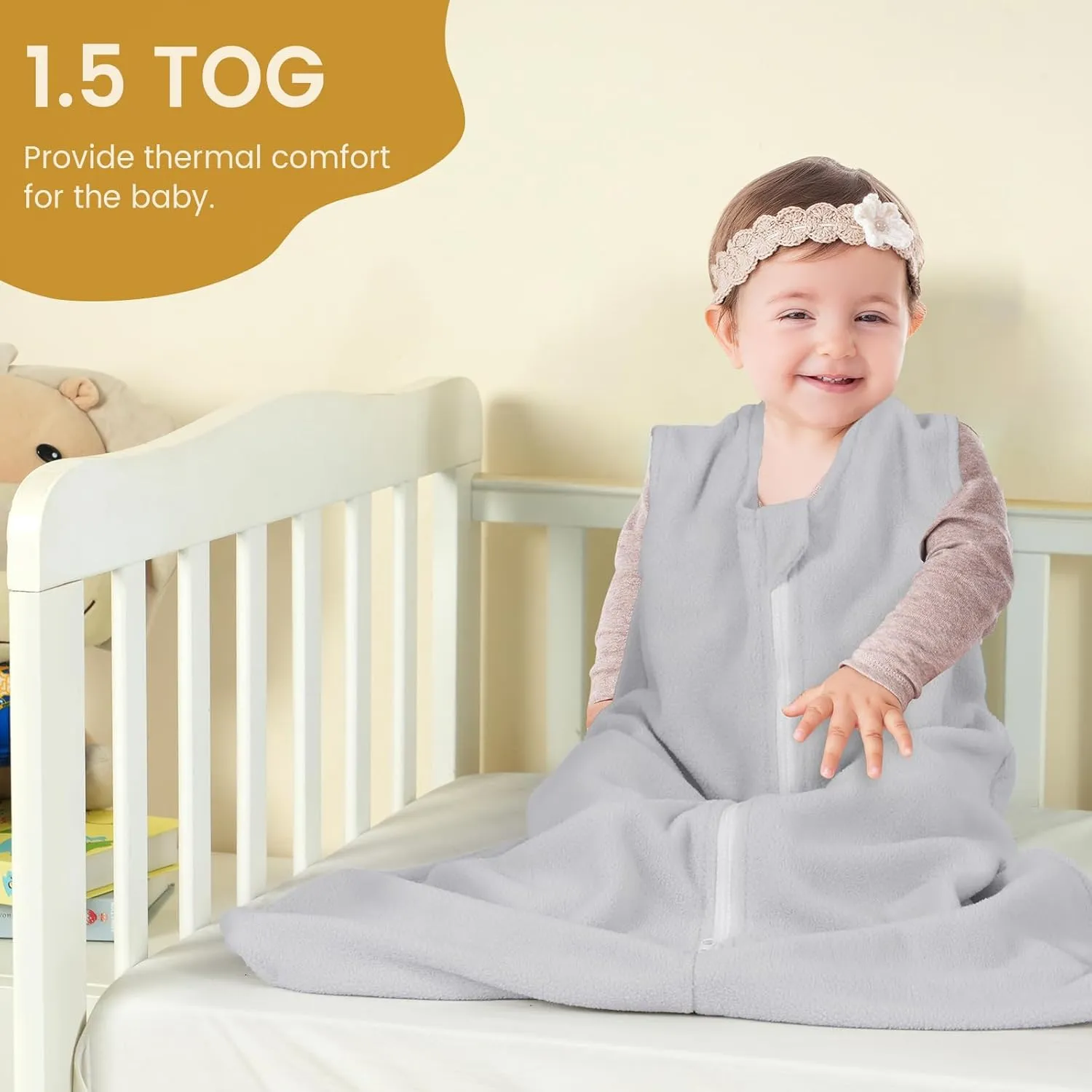 PHF 3 Pack Warm Micro-Fleece Baby Sleep Sack 12-18 Months, Soft Baby Wearable Blanket, 2-Way Zipper Sleeping Bags, Comfy Sleeping Sack for Infant Newborn Boys, Large Size, Snow White&Grey&Blue