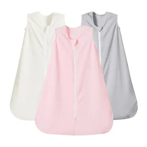 PHF 3 Pack Warm Micro-Fleece Baby Sleep Sack 6-12 Months, Soft Baby Wearable Blanket, 2-Way Zipper Sleeping Bags, Comfy Sleeping Sack for Infant Newborn Girls, Medium Size, Snow White&Grey&Pink