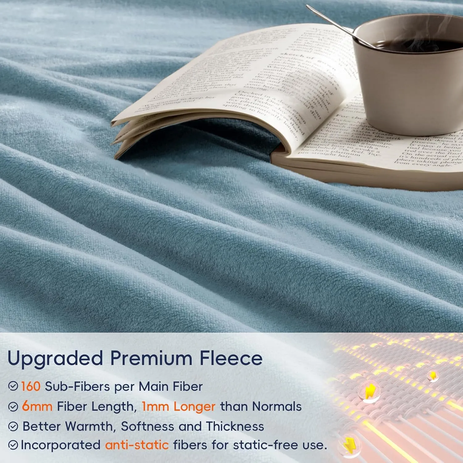 PHF Oversized King Fleece Blanket 120"x120", No Shed No Pilling Big Soft Blanket, Extra Large 10'x 10' Lightweight for Bed, Sofa Travel and Camping, Suitable for All Season, Dusty Blue