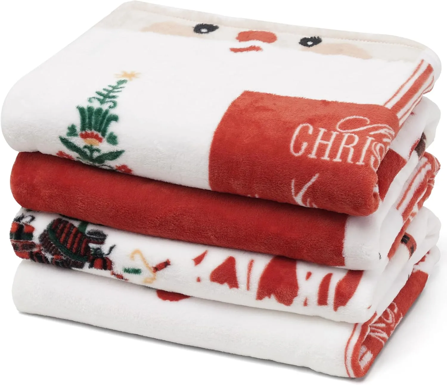 PHF Printed Fleece Blanket Queen Size, No Shed No Pilling Ultra Soft Plush Cozy Xmas Prints Theme Home Décor Flannel Blanket for Bed, Sofa, Couch and Gift, 90" x 90", Christmas Island