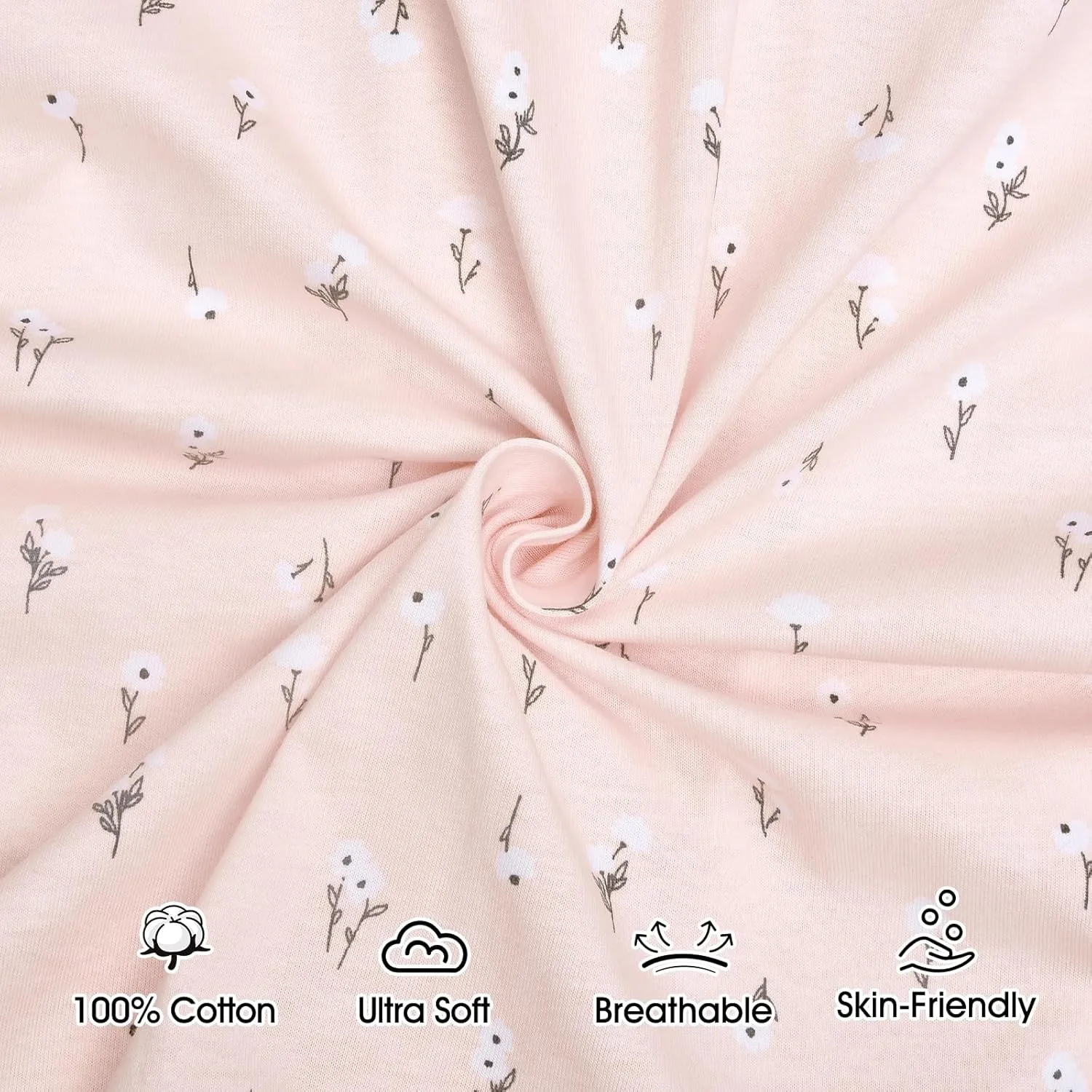 PHF Soft Baby Sleep Sack 18-24 Months 100% Cotton Wearable Blanket, 2-Way Zipper 0.5 TOG Toddler Sleeping Sack 3 Pack, Comfy Sleep Bag for Baby Girls, Pink Floral (X-Large)