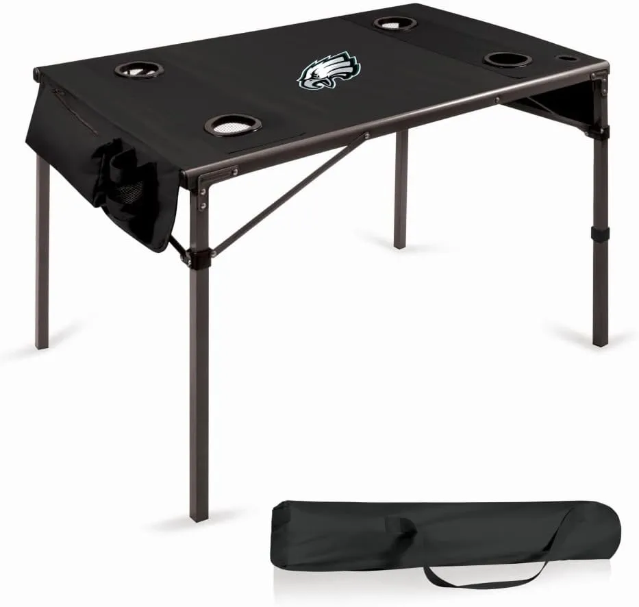 PICNIC TIME NFL Portable Soft Top Travel Table, Black