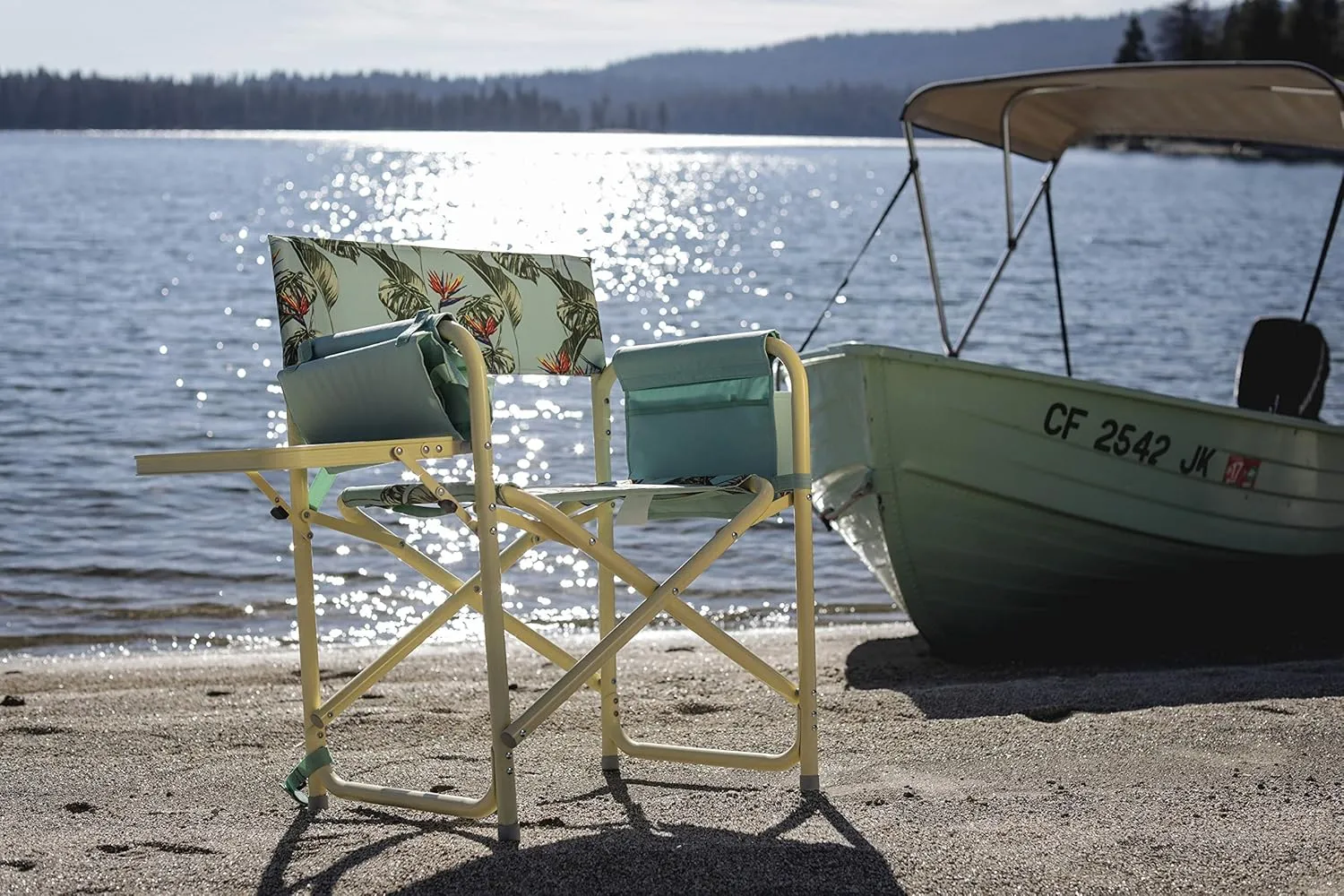 Picnic TIME Outdoor Directors Chair with Side Table, Beach Chair for Adults, Camping Chair with Table