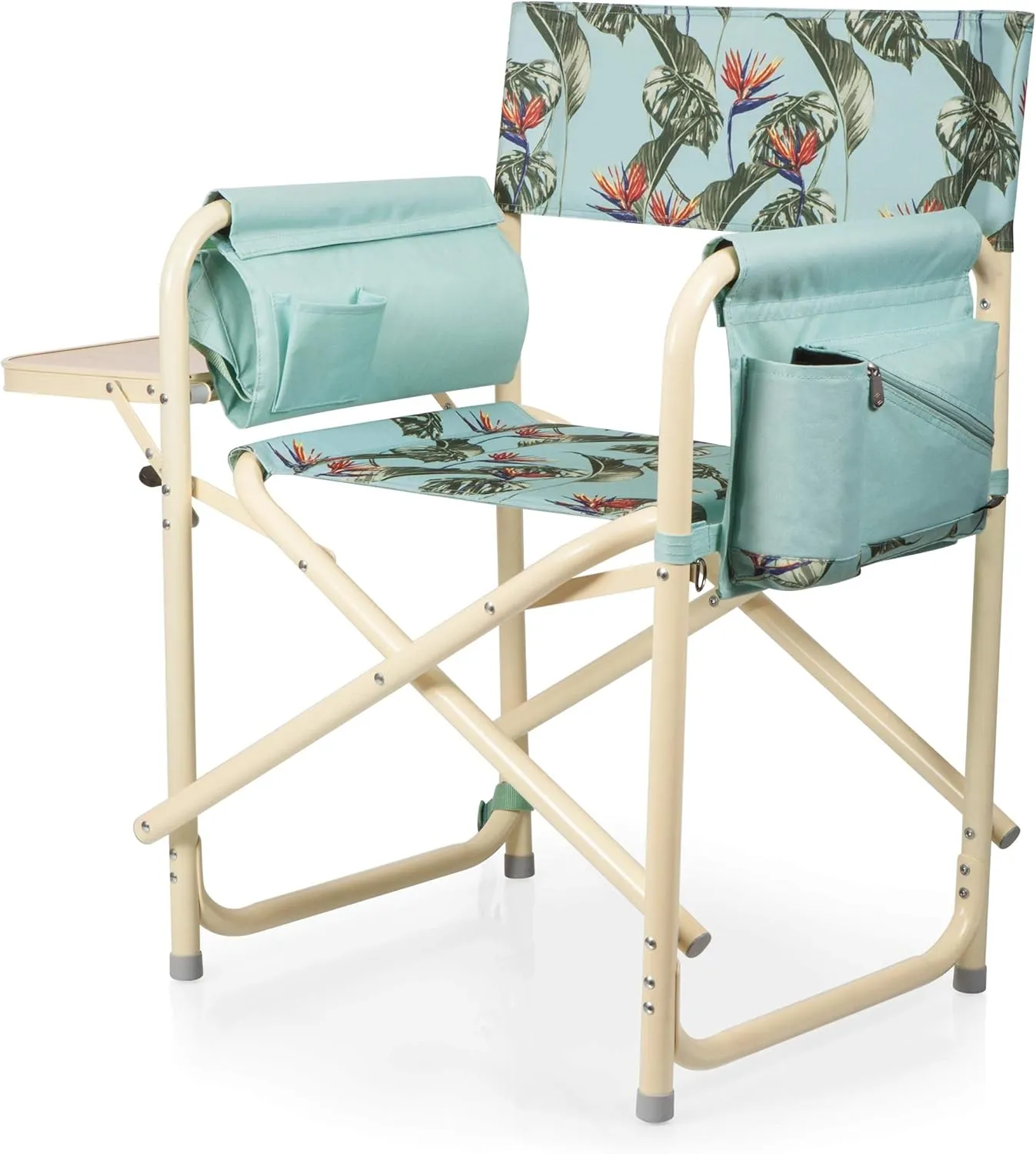 Picnic TIME Outdoor Directors Chair with Side Table, Beach Chair for Adults, Camping Chair with Table