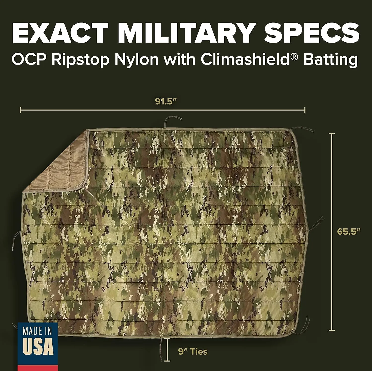 Pinnacle Mercantile Authentic Military Woobie Made in USA by Winston-Salem Industries for The Blind OCP Camo All Purpose Poncho Liner Multi Use Nylon Tactical Camping Blanket Exact US Army Specs