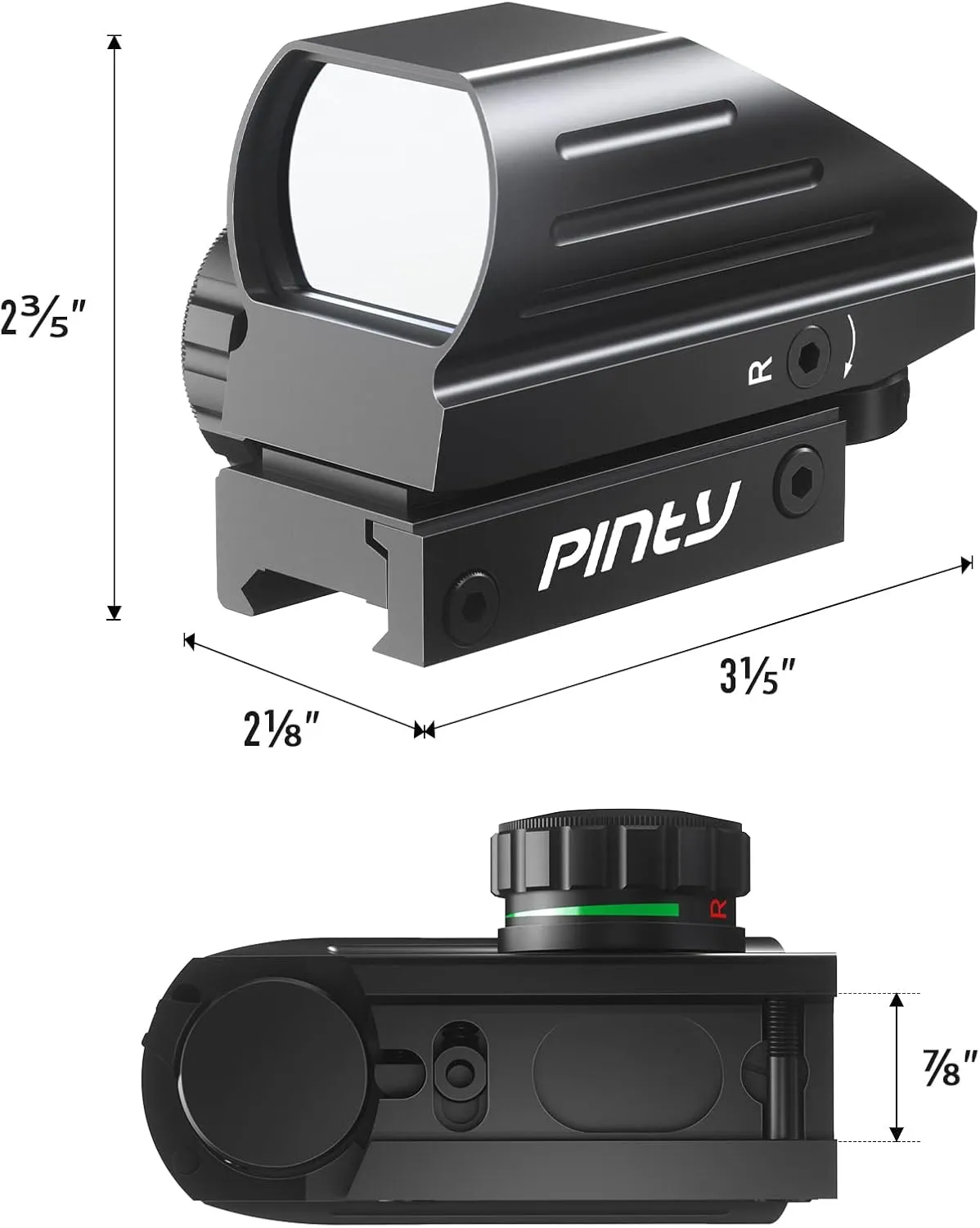 Pinty Red Dot Sight, Red Dot Sight for Rifle, Reflex Sight with 4 Different Reticles