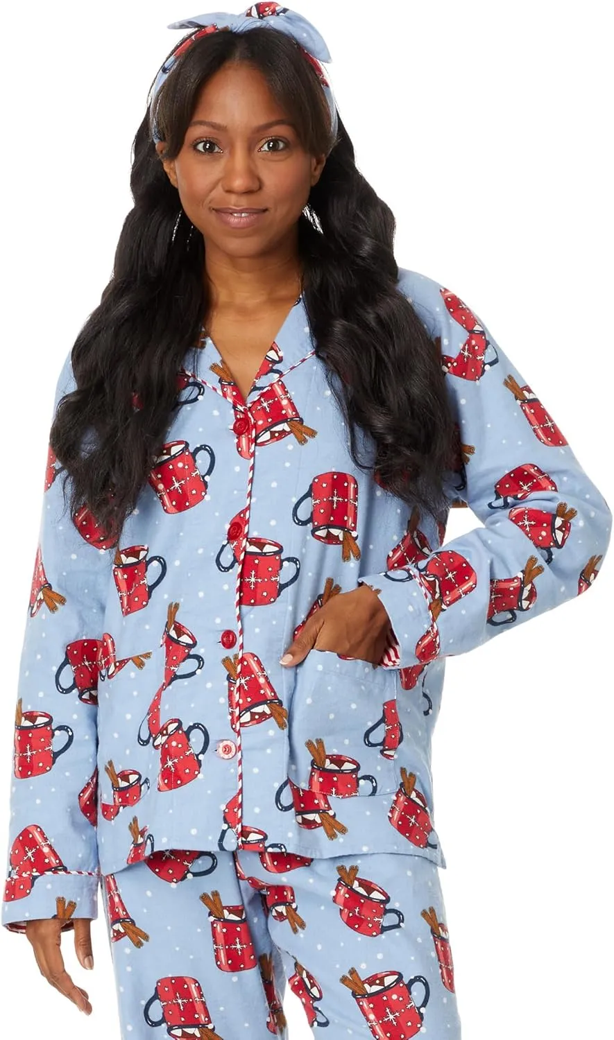 PJ Salvage Women's Flannel Pajama Set with Headband