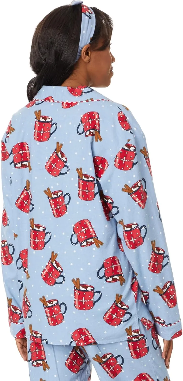 PJ Salvage Women's Flannel Pajama Set with Headband