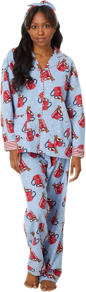 PJ Salvage Women's Flannel Pajama Set with Headband