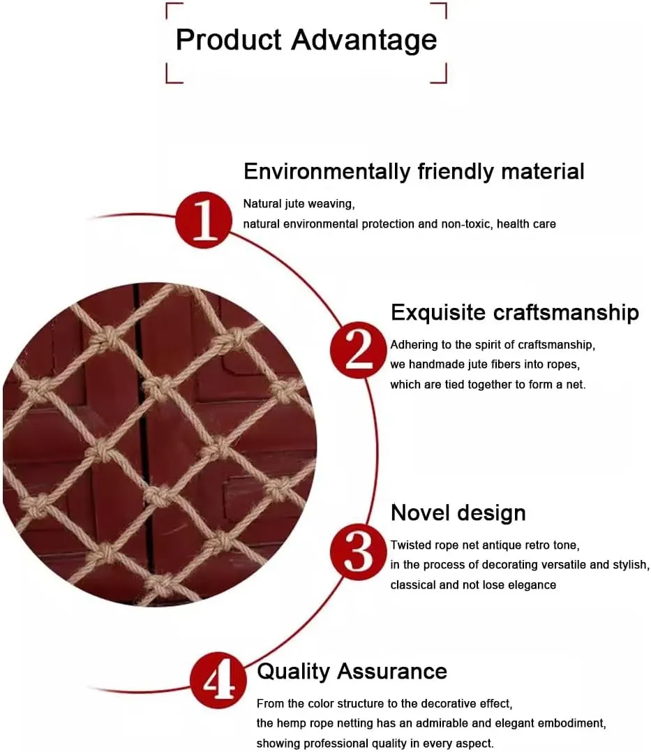 Plant Climbing Rope Netting for Plants and Flowers，Jute Rope Net for Indoor and Outdoor Decoration, Cafes, Bookstores, Parties(7Mx7M)