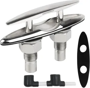 Pop Up Boat Cleat Stainless Steel 316 Retractable Cleats Marine Grade Rope Cleat Hidden Flush Mount Full Up Dock Cleat for Yacht and Kayak