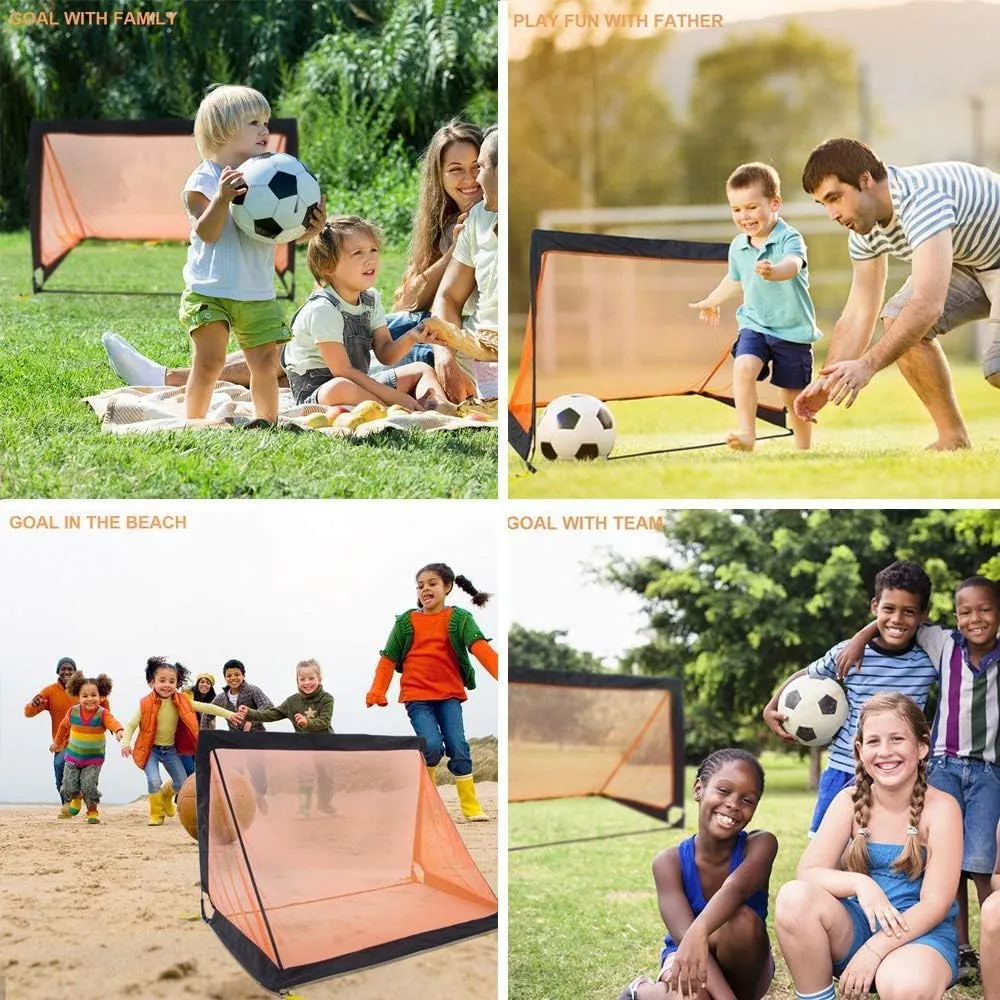 Poray Portable Soccer Goal Pop Up Soccer Net for Kids and Adults with 210D Oxford Fabric & Extra Stakes,Birthday Gift & Fun for Backyard and Soccer Training