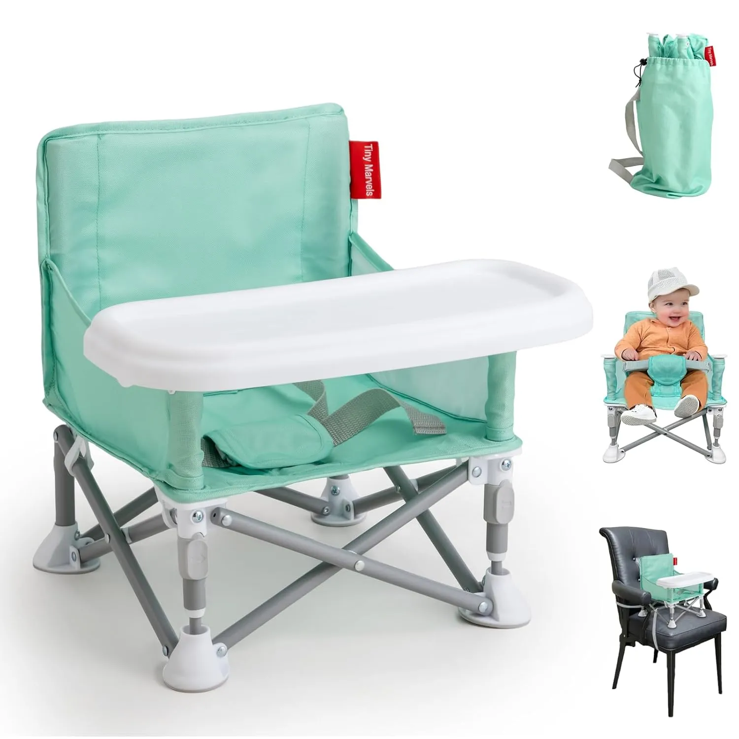 Portable 3-in-1 Baby Booster Seat – Cozy Floor Seat, Feeding Seat with Tray, Toddler Booster – Compact, Foldable, Safe with Child Safety Belt Carry Bag – Perfect for Travel & Family Time