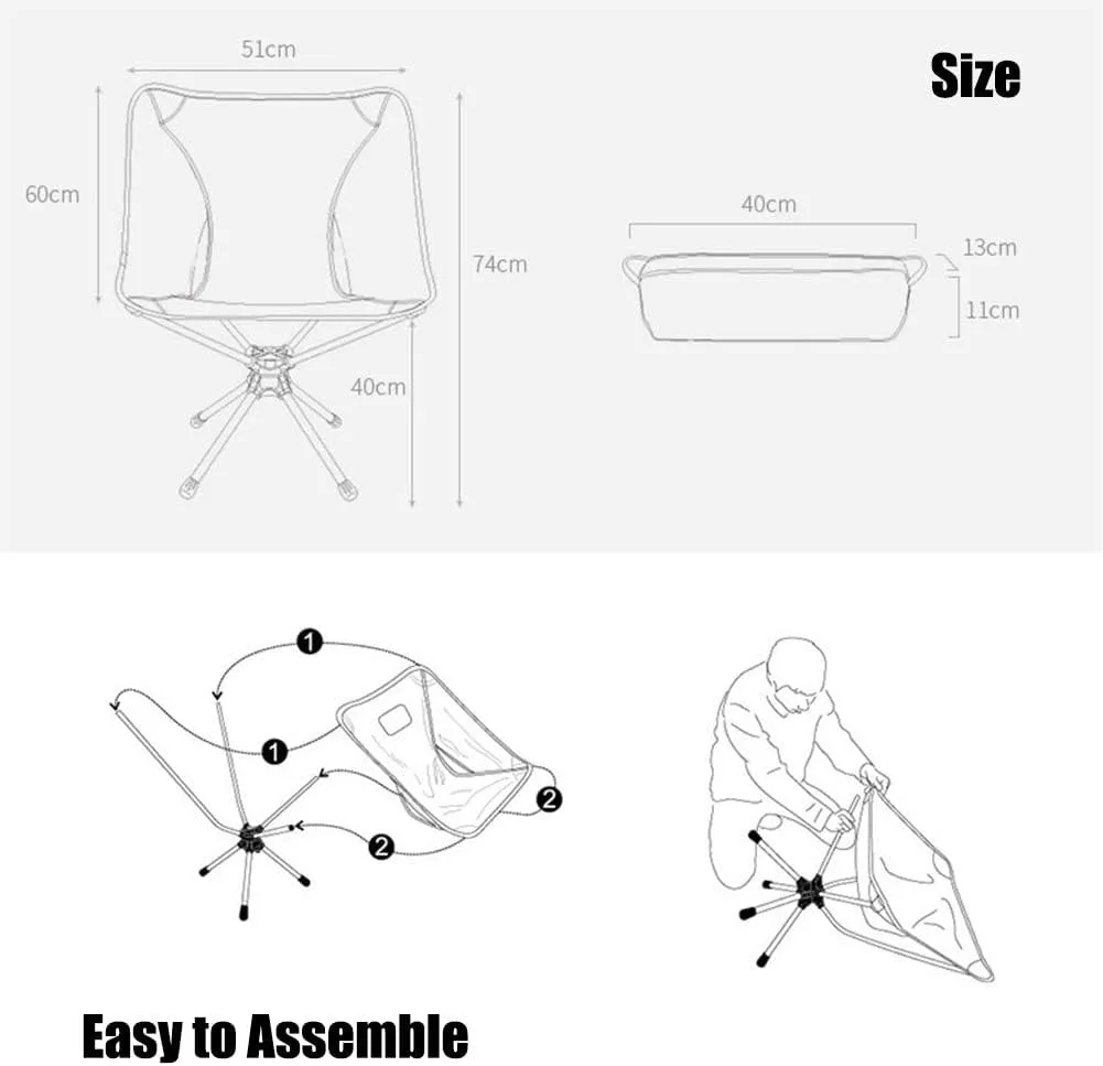 Portable Camping Chair, Collapsible Backpacking Chair Beach Chair with Carry Bag for Outdoor Hiking Fishing Picnic (Khaki)