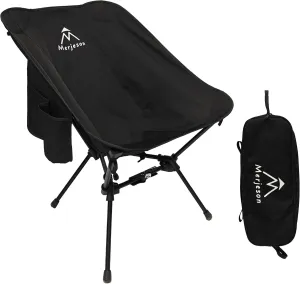 Portable Camping Chair, Compact Lightweight Camp Chair for Adult, Folding Backpacking Chairs for Outdoor, Beach, Picnic, Hiking, Festival, Travel (Black)