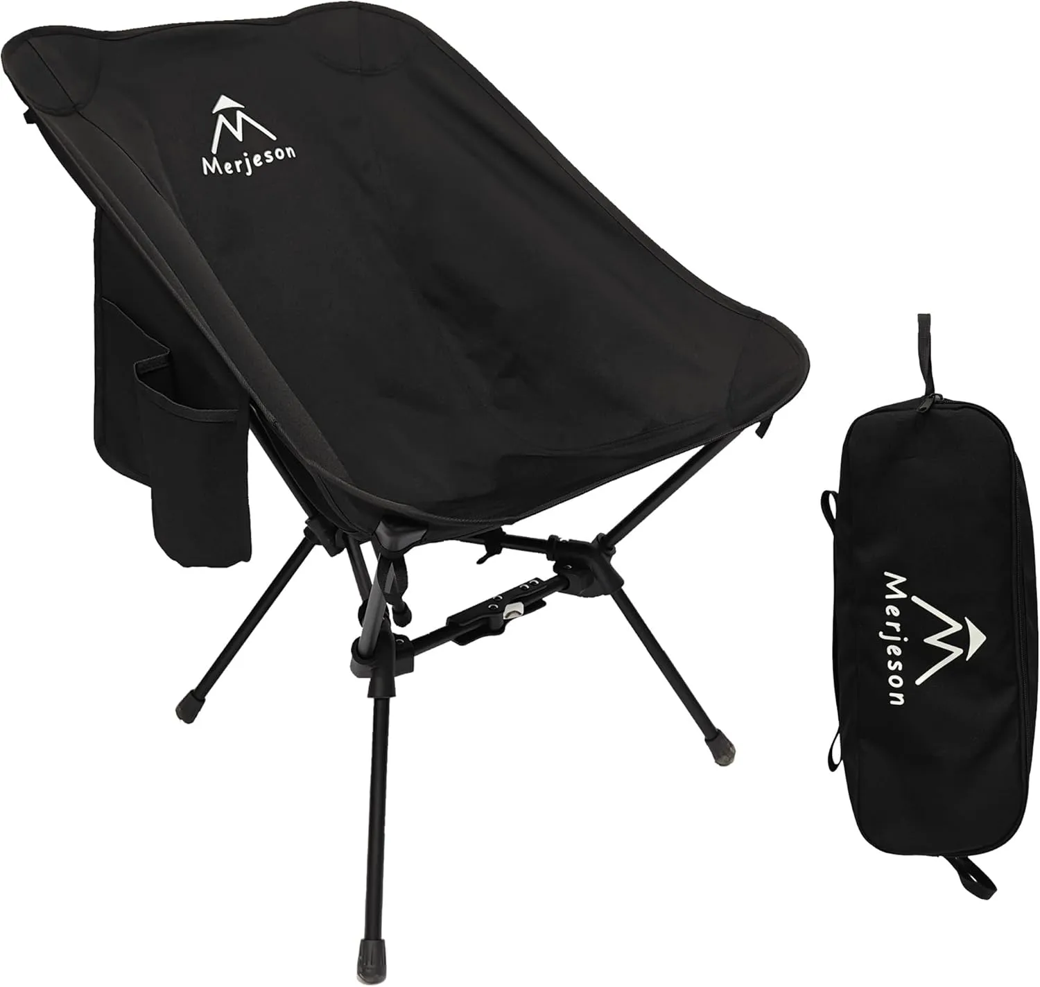 Portable Camping Chair, Compact Lightweight Camp Chair for Adult, Folding Backpacking Chairs for Outdoor, Beach, Picnic, Hiking, Festival, Travel (Black)