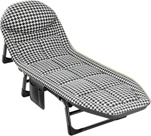Portable Folding Camping Cot Bed, Adjustable Lounge Chair Outdoor Reclining Chaise, 78"x24" Sleeping Cot Chair for Travel and Office (Color : Dark Gray)
