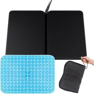 Portable Gel Seat Cushion,15.7'' x 10.6''Foldable Breathable Travel Thick Gel Seat Cushion for Office Chair, Car Seat, Wheelchair,Relief Long Sitting, Travel, Sciatica, Coccyx Pain