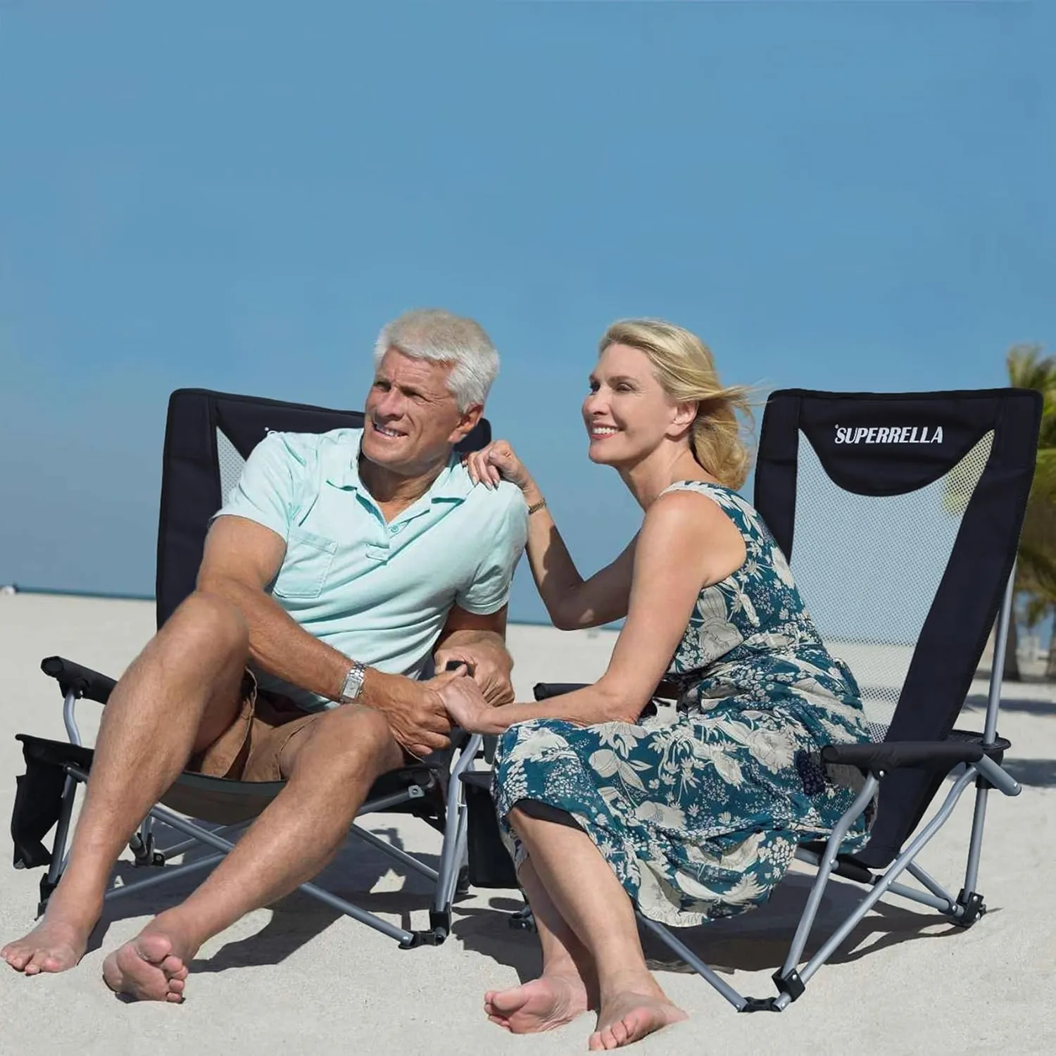 Portable Low Beach Chair for Adults with Cup Holder Hard Arm Folding Lawn Chairs for Outdoor Activities, Black, Support 400 lbs