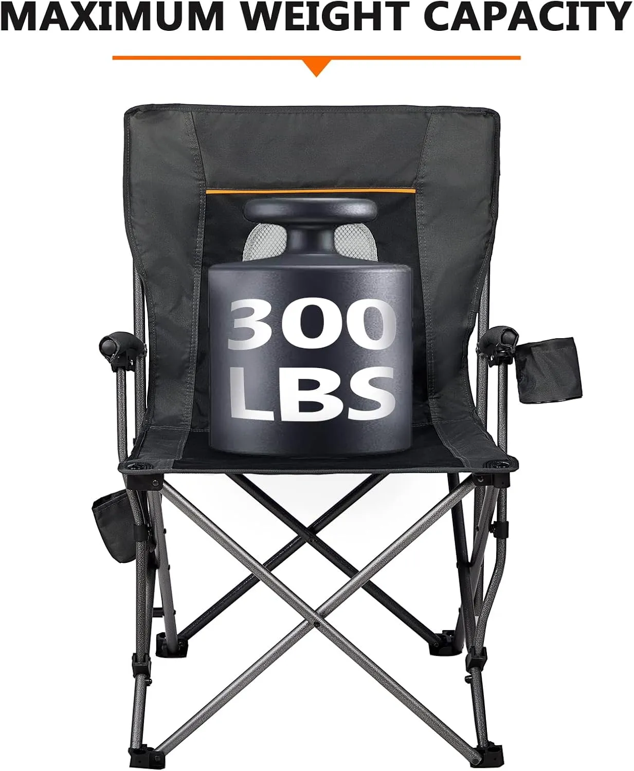 PORTAL Folding Camping Chair Comfortable Portable Lawn Chairs Lightweight Foldable Outdoor Camp Chair for Adults, Supports up to 300 lbs, Black