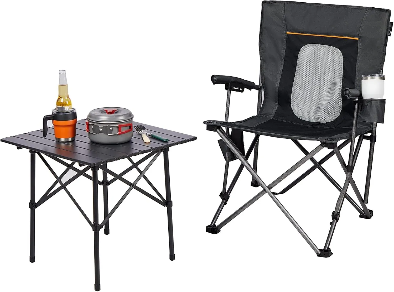 PORTAL Folding Camping Chair Comfortable Portable Lawn Chairs Lightweight Foldable Outdoor Camp Chair for Adults, Supports up to 300 lbs, Black