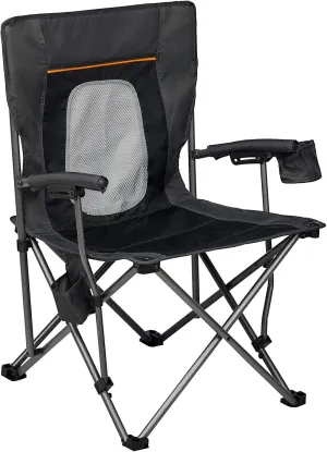 PORTAL Folding Camping Chair Comfortable Portable Lawn Chairs Lightweight Foldable Outdoor Camp Chair for Adults, Supports up to 300 lbs, Black