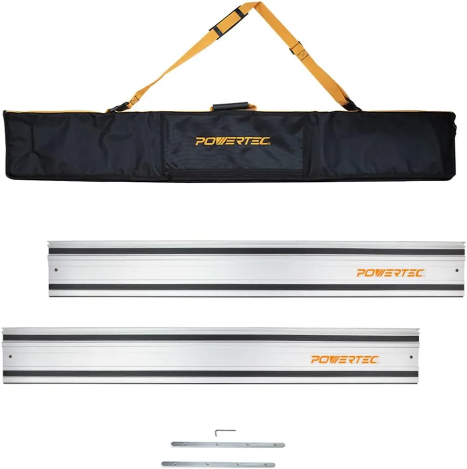 POWERTEC 71550 55" Track Saw Guide Rail Kit for Makita or Festool | Includes (2) Guide Rails/Protective Guide Rail Bag/Rail Connectors