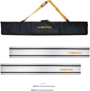 POWERTEC 71550 55" Track Saw Guide Rail Kit for Makita or Festool | Includes (2) Guide Rails/Protective Guide Rail Bag/Rail Connectors
