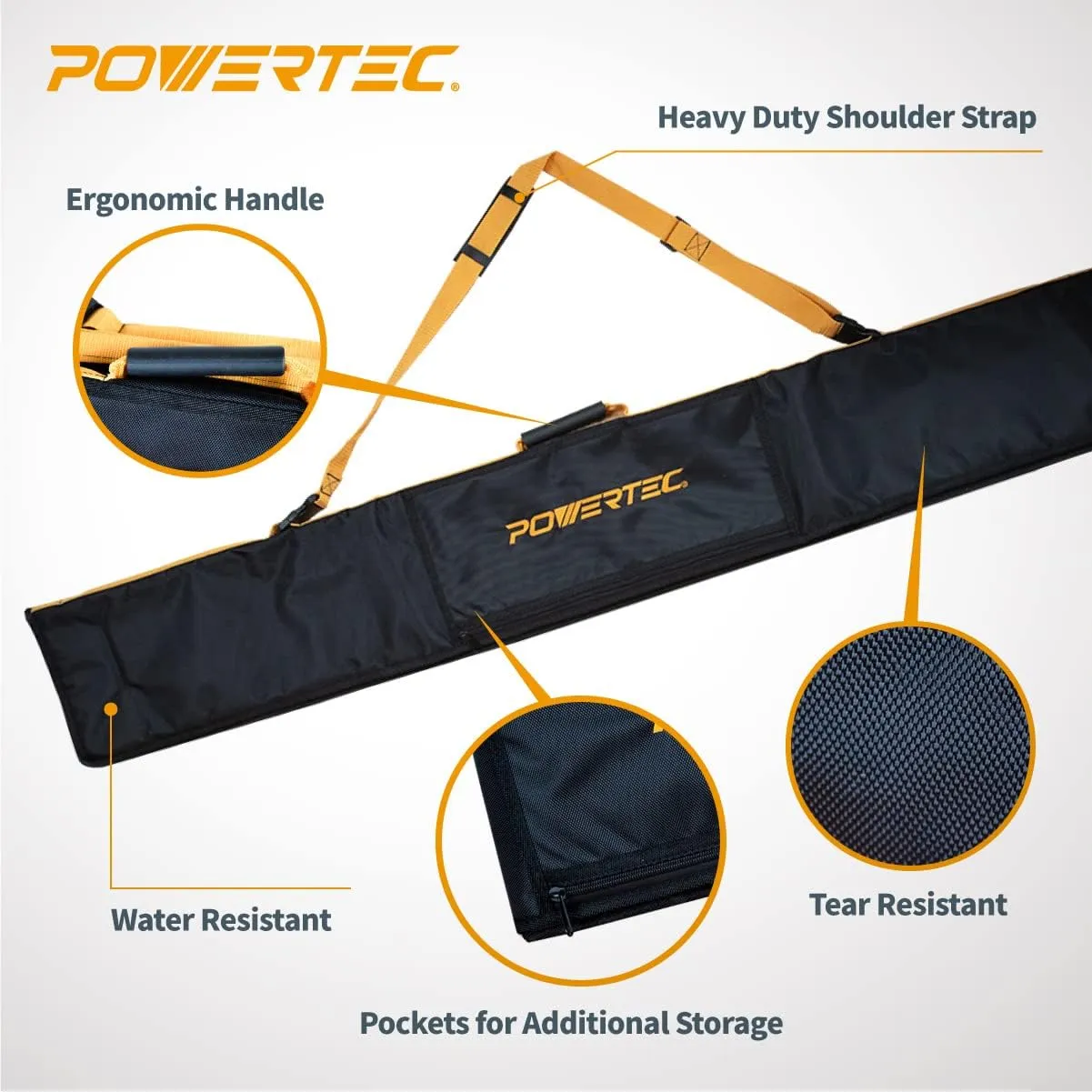 POWERTEC 71550 55" Track Saw Guide Rail Kit for Makita or Festool | Includes (2) Guide Rails/Protective Guide Rail Bag/Rail Connectors