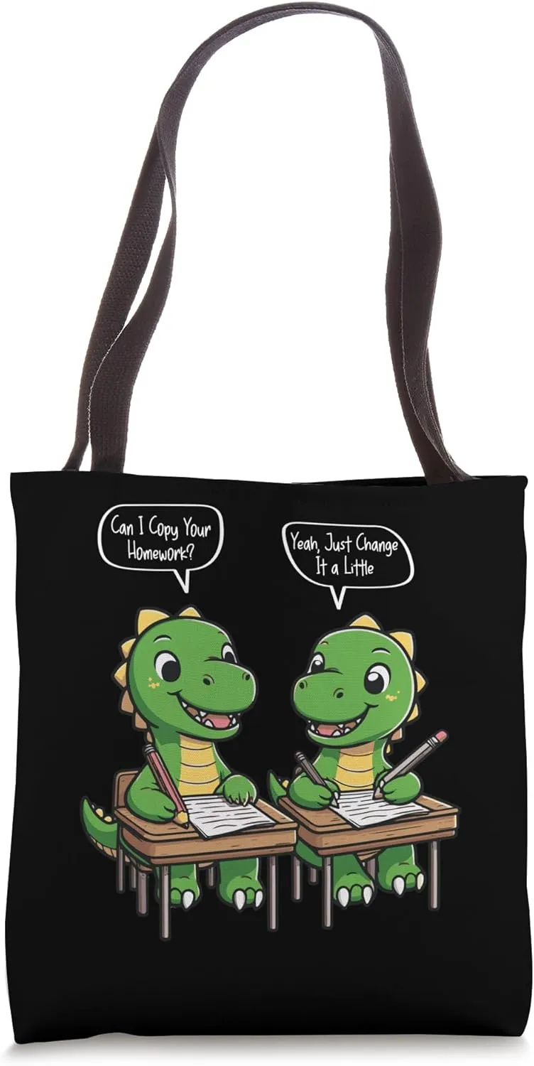 Prehistoric Plagiarism: Dino Homework Heist Copy Homework Tote Bag