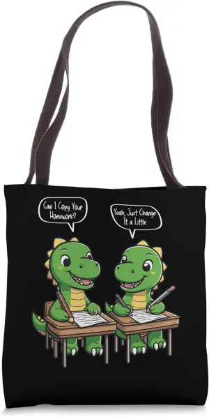 Prehistoric Plagiarism: Dino Homework Heist Copy Homework Tote Bag