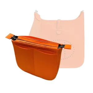Premium Purse Organizer for Evelyne 29 Bag Insert, TPM Evelyne 16 Bag Insert with Zipper, GM Evelyne 33 Bag Insert, 2mm Thick Felt Snug Sturdy Silver Zipper (For Evelyne 16 (TPM), Tea)