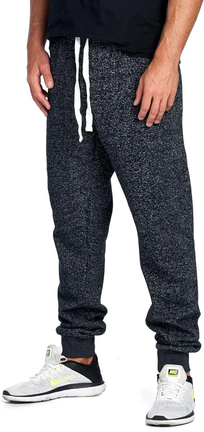 PROGO USA Men's Joggers Sweatpants Basic Fleece Marled Jogger Pant Elastic Waist