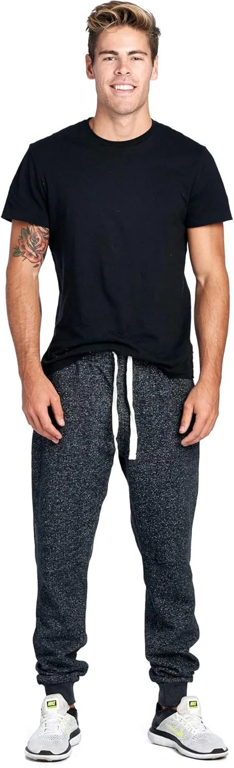 PROGO USA Men's Joggers Sweatpants Basic Fleece Marled Jogger Pant Elastic Waist