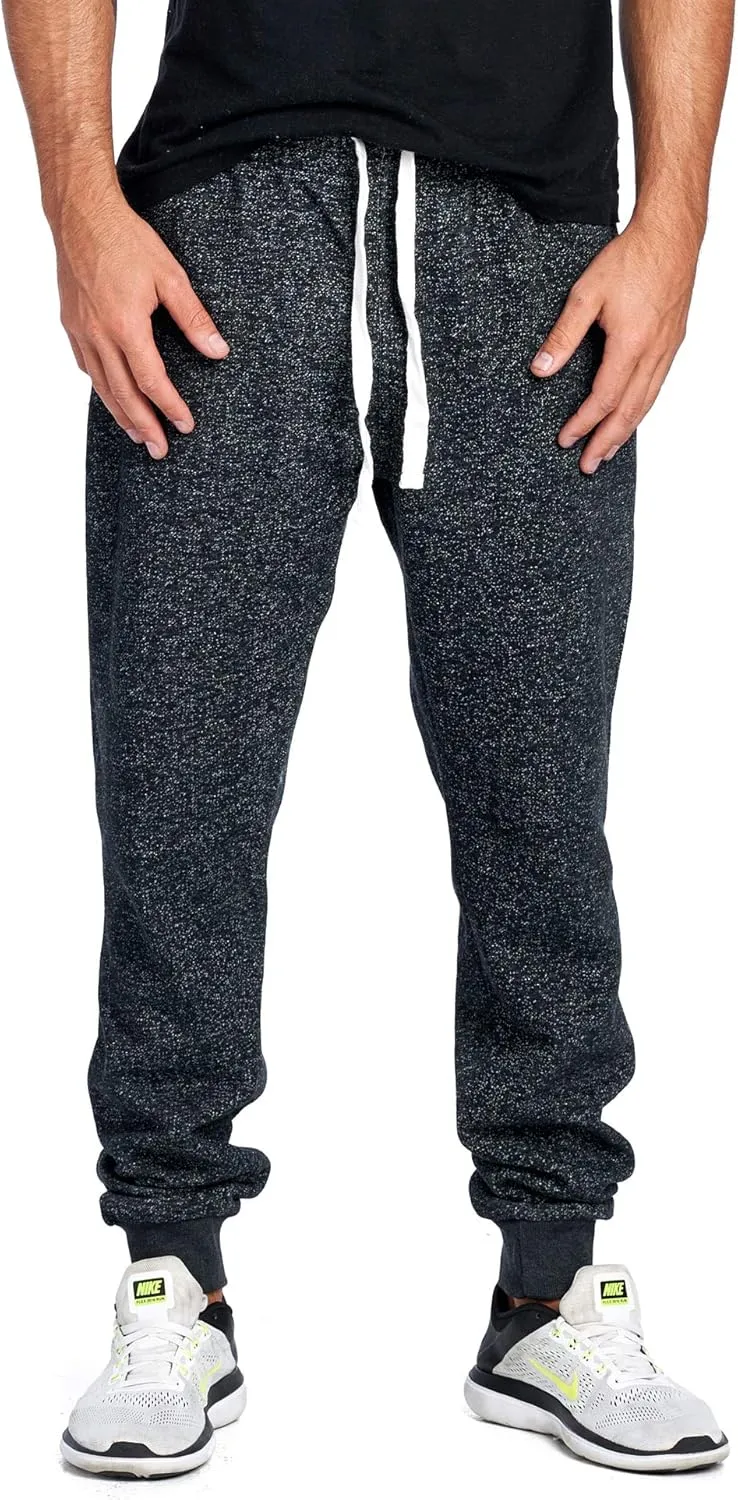 PROGO USA Men's Joggers Sweatpants Basic Fleece Marled Jogger Pant Elastic Waist